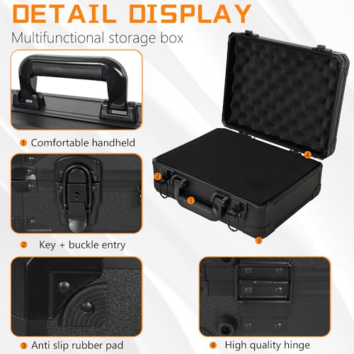13 Inch Hard Carrying Storage Case | Ideal for Microphone & Camera Gear Transportation, DJ Mixer Case with Customizable Pre-Diced Foam, 13 X 10 X 5.5 Inch, Black - size: Inner：12.5''X 9.5''X 5.1''