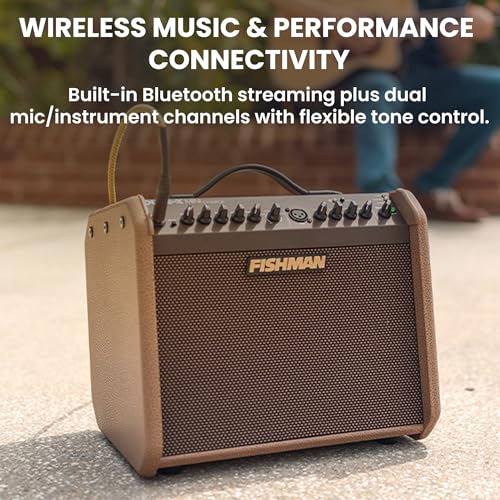 Fishman Loudbox Mini Charge Battery-Powered 60-Watt Acoustic Guitar Combo Amplifier Bundle with Gearlux XLR Cable, Instrument Cable, and Austin Bazaar Polishing Cloth - size: Mini Charge 60W