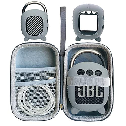 JCHPINE Silicone Cover and Carrying Case for JBL Clip 4 Bluetooth Speaker - color: Grey