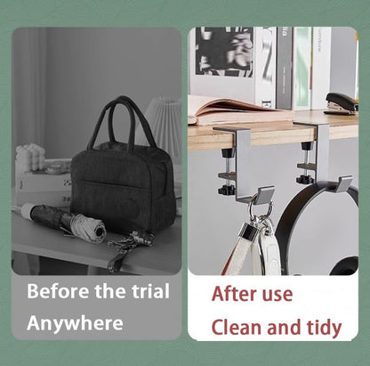 3 Pack Desk Bag Hook, Metal Hook Clamp (Black-A) | Under Desk Mount Bag Hook Clamp, Desk Hook for Headphones, Backpack Hooks Clamp - color: Black-A 3pc