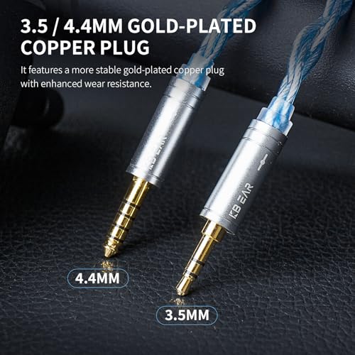 keephifi KBEAR 7030 .75 2 Pin IEM Cable, Headphone Cable Extension 3.5MM, Blue Braided 4-Strand Earbuds Cable for KZ ZS10 PRO/ZAR/ZAS/ZS12 PRO X/EDX PRO/Castor/DQS, CCA C12/ C10 Pro, Sigmot EM6L