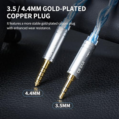 keephifi KBEAR 7030 .75 2 Pin IEM Cable, Headphone Cable Extension 3.5MM, Blue Braided 4-Strand Earbuds Cable for KZ ZS10 PRO/ZAR/ZAS/ZS12 PRO X/EDX PRO/Castor/DQS, CCA C12/ C10 Pro, Sigmot EM6L