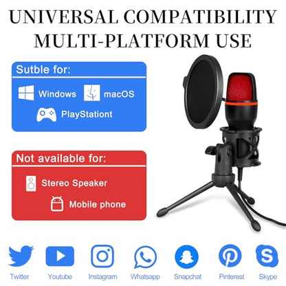 ME4 USB Condenser Microphone Kit with RGB Light Computer Recording Live Broadcast Karaoke Noise Reduction
