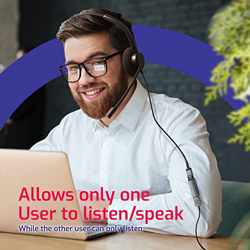 Plantronics Style Poly Headset Splitter and Telephone Audio Cable-Supervisor Agent Training Y-Cord with Mute Button -Compatible with EncorePro, Encore, HW Series for Call Center, Office Training