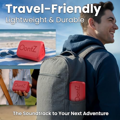 OontZ Angle Solo Compact Bluetooth Speaker, 14-Hour Playtime, Red - color: Red