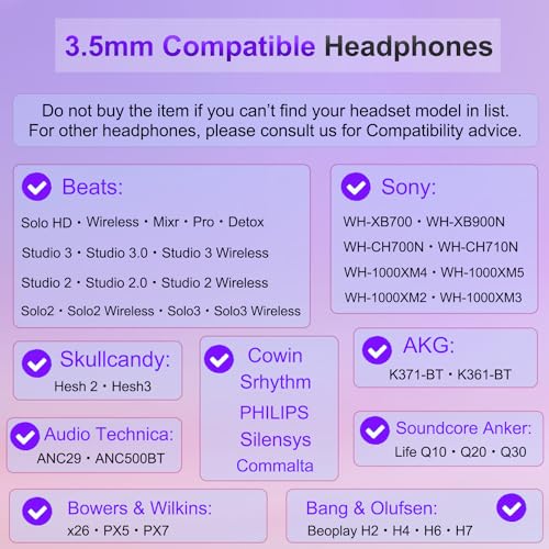 Beats Headphones Replacement Audio Cable Wire 3.5mm to 3.5mm (No Mic) - color: Black