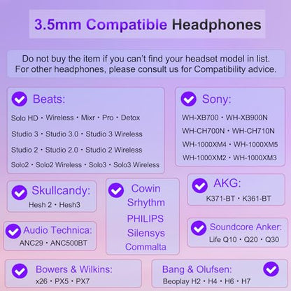 Beats Headphones Replacement Audio Cable Wire 3.5mm to 3.5mm (No Mic) - color: Black