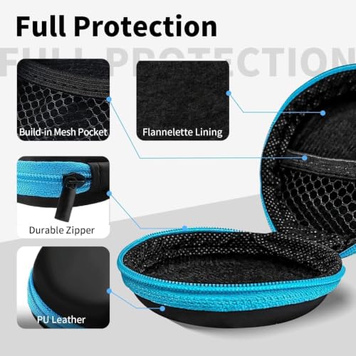 5 Pack Earbud Case Storage Bag with Carabiner for Headphones, Round - color: A2-Round-green+blue+red+orange+purple