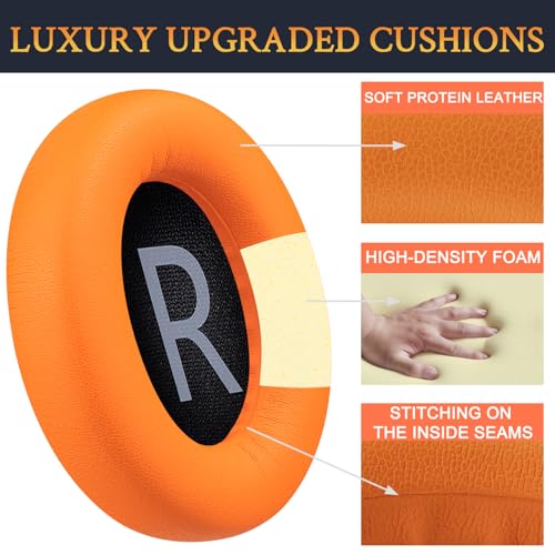 SOULWIT Replacement Earpads for Bose 700 (NC700) Wireless Headphones, Ear Pads Cushions with Softer Protein Leather, High-Density Noise Cancelling Foam, Added Thickness - Orange - color: Orange