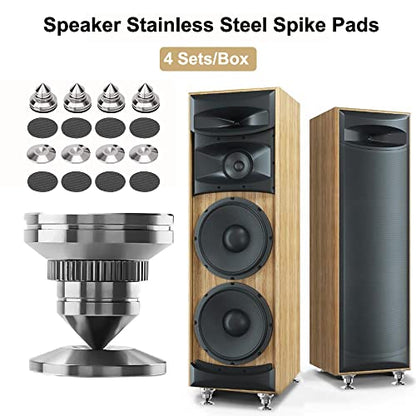 4 Sets Speaker Isolation Stand Feet, Stainless Steel Speaker Base Pads, Shockproof 28-32mm Adjustable Speaker Vibration Absorber Spike Cone Mats for Amplifier Turntable DAC Recorder CD (27x29x5MM) - size: 27x29x5MM