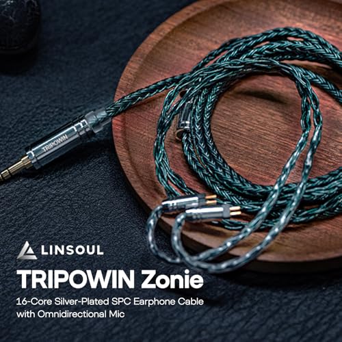 Linsoul Tripowin Zonie 16 Core SilverPlated IEM Cable, Recessed 2pin, 3.5mm - color: Moss