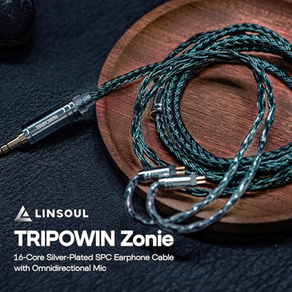 Linsoul Tripowin Zonie 16 Core SilverPlated IEM Cable, Recessed 2pin, 3.5mm - color: Moss