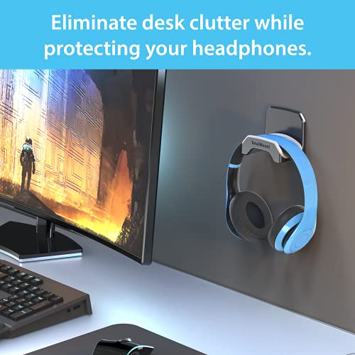 TotalMount Gaming Headset Hanger – Removable Adhesive Strips (Black) | Designed in the USA – Easy, Damage-Free Wall, Desk, or PC Mounting (Headphone Hook With Premium Silicone Cradle) - style: Premium Black