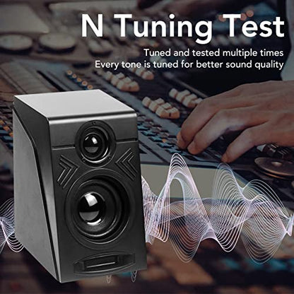 Wired Desktop Speaker, USB Powered 3.5mm Aux Multimedia Speakers, Low Distortion Knob to Adjust The Volume, Mini Sound Bar Speaker for PC Tablets Desktop Laptop, Wood Like Color