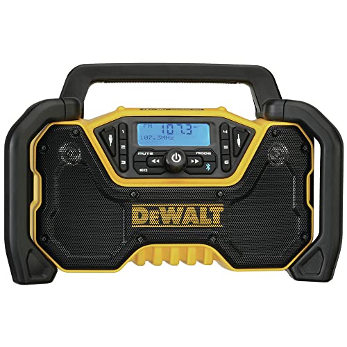 DEWALT 12V/20V MAX Portable Bluetooth Radio, Cordless, 100 ft Range, 3.5” Subwoofers, Jobsite (DCR028B)