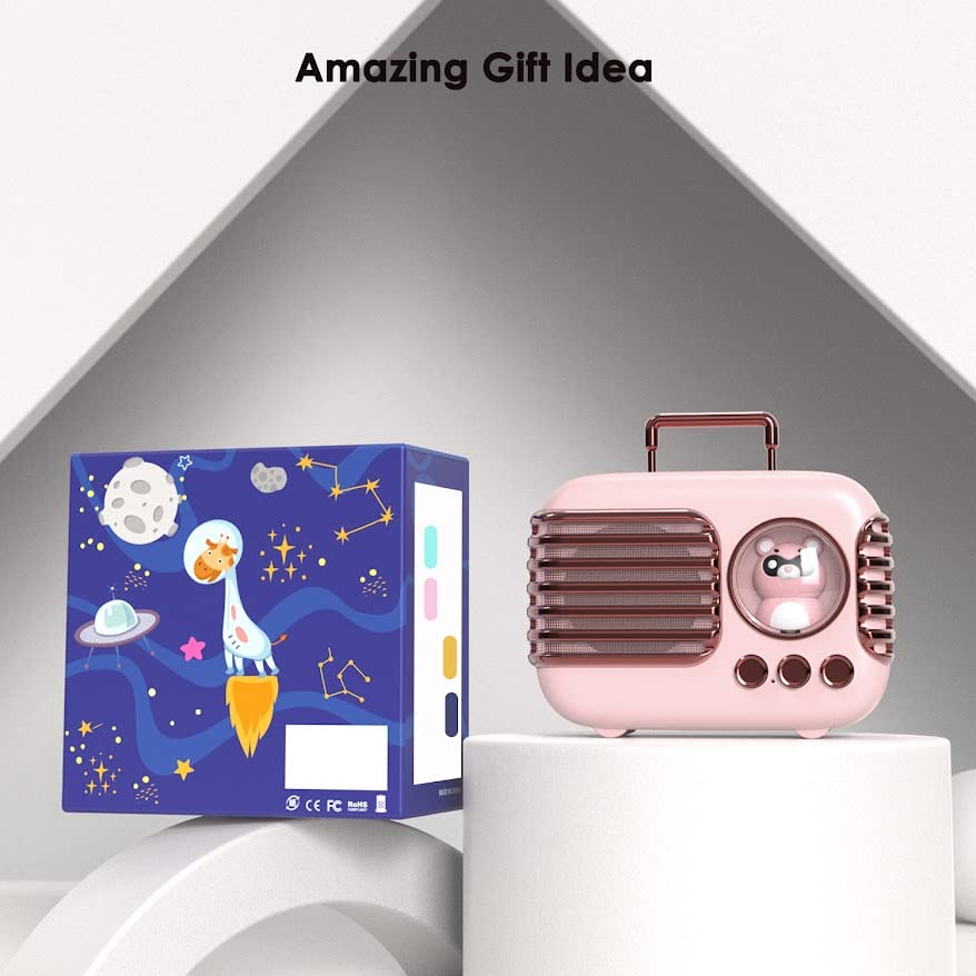 Wireless Bluetooth Speaker, Cute Mini Portable Speaker with TWS Pairing,Loud Sound,4H Playtime, Mic,TF/SD Card, Aux Line,Water-Proof for iOS Android Smartphone Home Office Gift Ideas Pink - color: Blush Pink