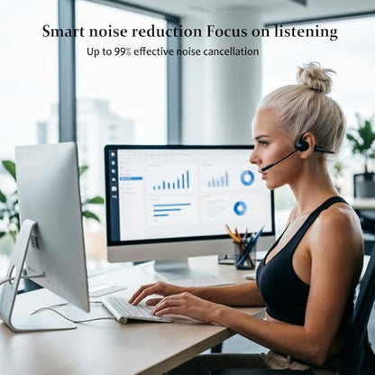 Open Ear Headphones with Mic - 29g Lightweight Open Ear Headset with DSP Noise Cancelling Boom Mic, 270° Rotatable Mic, Dual Device Connection, 10H Battery for Work, Office, Driving