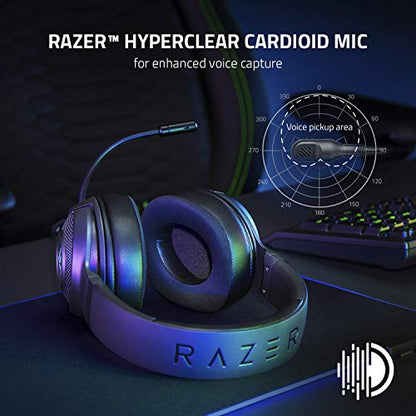 Razer Kraken V3 X Gaming Headset for PC, 7.1 Surround Sound, Black | TriForce 40mm Drivers, HyperClear Bendable Cardioid Mic, Chroma RGB Lighting