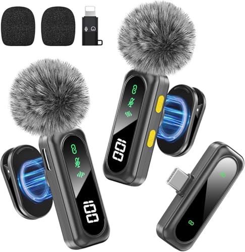 Wireless Lavalier Microphone for iPhone, Android, DSLR – Dual Clip-on Mics with Magnetic Clip, Plug & Play, Noise Reduction - style: Dual Wireless