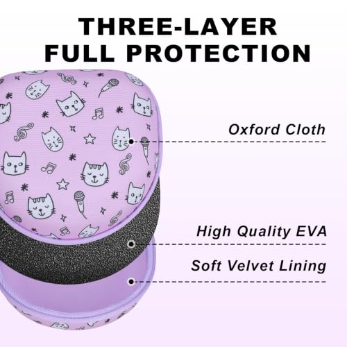 Kids Headphone Case for Tonies/iClever/Acer, Cat Purple(Case Only) | for iClever BTH12 HS19 BTH22 BTH20 BTH18 BTH26/JBL Junior 320/MIDOLA/JoySpark/eKids/ ADOOPE/JLab Girls Boy Kids Headphone - color: Kitten Print-Purple