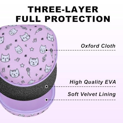 Kids Headphone Case for Tonies/iClever/Acer, Cat Purple(Case Only) | for iClever BTH12 HS19 BTH22 BTH20 BTH18 BTH26/JBL Junior 320/MIDOLA/JoySpark/eKids/ ADOOPE/JLab Girls Boy Kids Headphone - color: Kitten Print-Purple