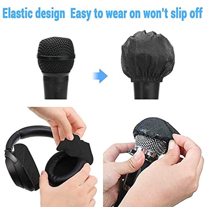 300Pcs Disposable Microphone Cover Mic Covers Mic Windscreen Protective for Handheld Microphone, Black, 500223938