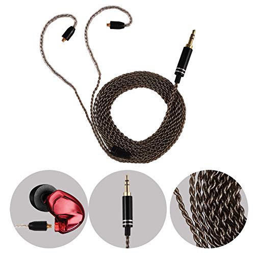 MMCX Connector Silver Plated Pure Copper Earphone Cable for SE215 SE535 SE846, Replacement Detachable Headphone Cable with 3.5mm Plug for High - Fidelity Audio (Black Straight) - size: black straight