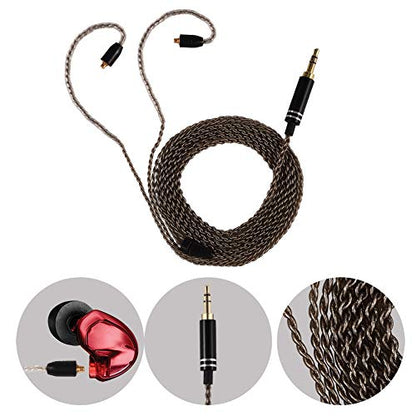 MMCX Connector Silver Plated Pure Copper Earphone Cable for SE215 SE535 SE846, Replacement Detachable Headphone Cable with 3.5mm Plug for High - Fidelity Audio (Black Straight) - size: black straight
