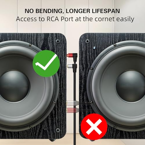 3.5mm to RCA Cable 3.3FT, 90 Degree Right Angle 2RCA Male to 3.5mm TRS Male Y Splitter Stereo Audio Cord Compatible with Smartphones, MP3, Tablets, Speakers, HDTV, 3.3FT/1M - size: 1M/3.3FT, style: RCA angled