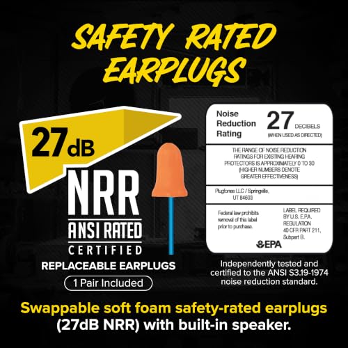 Plugfones Basic Wired Earplug Headphones, OSHA Compliant Foam Work Earbuds