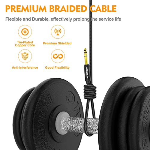 HOSONGIN 1/4 Inch TRS Instrument Cable 3.3 feet 2-Pack, Straight-to-Right Angle 6.35mm Male Stereo Audio Cord, Balanced Interconnect Line for Electric Guitar, Bass, Keyboard, Mixer, Amplifier, Speaker - size: 3.3 Feet, style: 1/4" TRS Stereo Cable