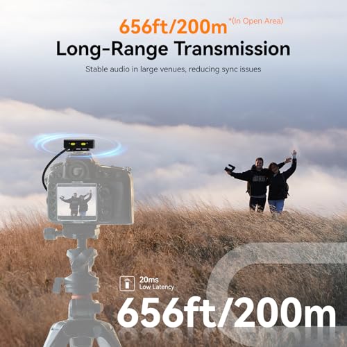 SVBONY D4 4-Person Wireless Lavalier Microphones Systems for Group Videos | Compatible with iPhone, Android, Camera, 2-Level Noise Reduction, 656ft Range, Smart Display, Magnetic Mount,Safety Track