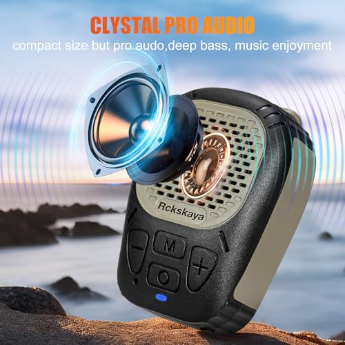 Wearable Bluetooth V5.3 Speaker, Clip Jobsite Speaker Waterproof | Clip-On Wireless, 30H Playtime, IPX7 Waterproof, TWS Portable, Built-in ENC Mic, for Home, Outdoor and Travel (Army Green)