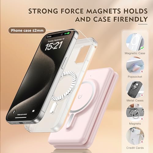 3 in 1 Wireless Charging Station for iPhone 17 16 15 14 13 12 Pro Max Plus – Foldable Magnetic Charger Pad for Apple Watch Series & AirPods – Fast Wireless Charging Dock for Travel & Home - color: Pink