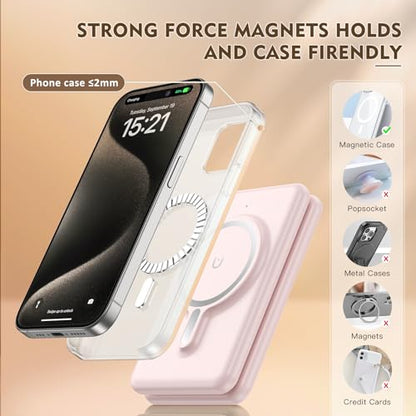 3 in 1 Wireless Charging Station for iPhone 17 16 15 14 13 12 Pro Max Plus – Foldable Magnetic Charger Pad for Apple Watch Series & AirPods – Fast Wireless Charging Dock for Travel & Home - color: Pink