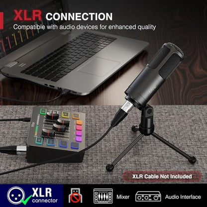 FIFINE K669D XLR Dynamic Microphone Metal for Vocal, Recording | Studio Metal Mic for Podcasting, Cardioid Pattern, Streaming Voice-Over Dubbing Video with Audio Mixer/Audio Interface