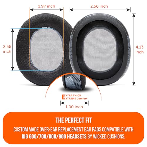 WC Freeze Rig 600/700/800/900 - Cooling Gel Earpads for RIG 600 Pro, RIG 700 HX, RIG 800 Pro, RIG 900 Max by Wicked Cushions - Boost Comfort, Thickness, & Sound Isolation for Epic Gaming | Anthracite - color: Anthracite