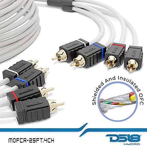 DS18 MOFCR-25FT 4 Channels OFC Marine RCA Audio Stereo Cable - 25 Feet - style: 25 Ft 4 Channel