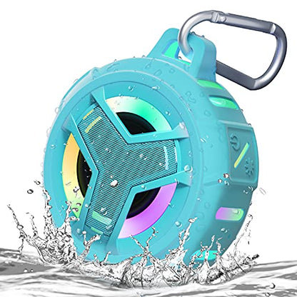 EBODA Waterproof Bluetooth Shower Speaker, IPX7 Floating Portable Wireless Small Speakers, 24H Playtime with RGB Light for Kayak, Beach, Pool Accessories, Gifts for Teen Girl Boys