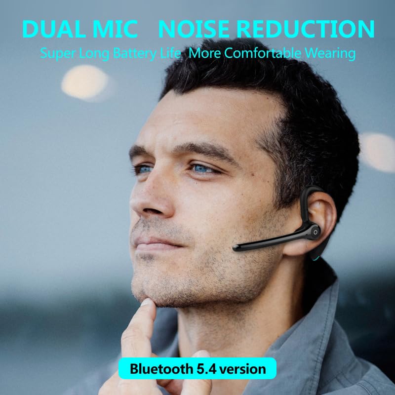 AYI Bluetooth Earpiece Headphone Dual Noise Cancelling Mic Painless Open-Ear Handsfree Stereo Sound Left/Right Changeable Earhook Earphones for Driving/Business/Gym-Single Ear Headset F910 Black - color: Single Ear Headset F910 Black