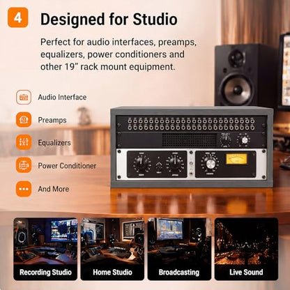 AceOrbit 4U Desktop Studio Rack Cabinet for 19 Inch Pro Audio Gear, Gray - color: Gray