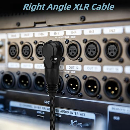 Right Angle XLR Cable, Adjustable-Angle Male to Straight Female Microphone Cable Cord, 90 Degree XLR Adapter for Mixer,Recorder,1 FT-2 Pack