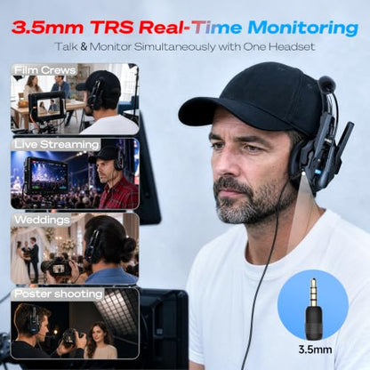 SYNCO XTALK XMAX9 Headset Intercom System, BT Connection & AI Noise Cancel | Wireless 2.4G & BT 24H batteries, AI noise cancel chip Dual-ear headset for large-scale productions & conferences - color: 9-set, size: Xtalk Xmax