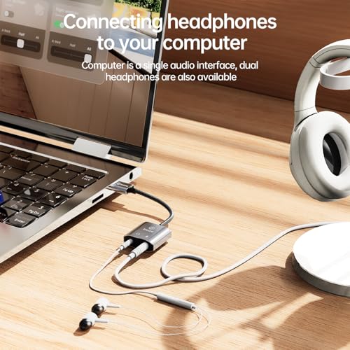 USB Audio Adapter USB Sound Card for PC/Computer/Laptops/PS5/PS4 | USB to 3.5mm Jack Audio Adapter, Plug and Play, No Drivers Needed, 3.5mm Headphone and Microphone TRS Jack, for Windows & Mac - color: A-Blue