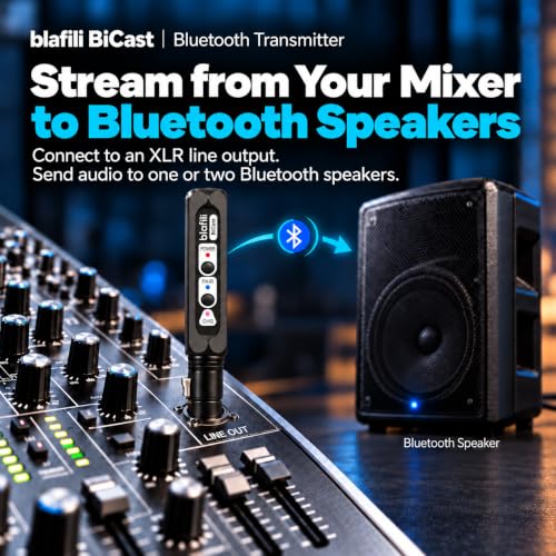 Bicast Bluetooth Transmitter, XLR Audio Input & 2-Device Pairing