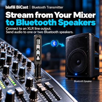 Bicast Bluetooth Transmitter, XLR Audio Input & 2-Device Pairing