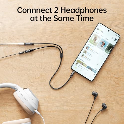 SAMZHE Headphone Splitter 3.5mm 1 Male to 2 Female Y Aux Cable, 24K Gold-Plated OFC Hi-Fi Stereo Cord No Mic, 9.8 Inch for PS5 PS4 Switch Xbox iPhone iPad Car Laptop Audio
