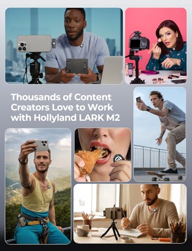 Hollyland Lark M2 Wireless Microphone for iPhone15/16 & Androids, Mini Microphone, 1000ft Range, Hi-Fi Audio, Noise Cancelling, 30h Use, Video Recording (2TX + USB-C RX + Charging Case) | Video Recording (2TX+USB-C RX+Charging Case), Hi-Fi Audio, 1000ft R