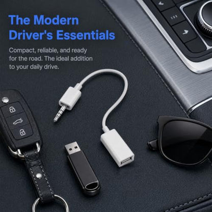HANYAUKU USB to AUX Adapter, 3.5mm Male Plug Jack to Female AUX Audio Cable, Auxiliary Adapter Converter Cable for Connection of Car Jack Audio & External U Disk