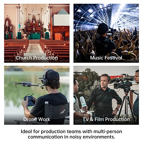 Hollyland Solidcom C1 Pro Wireless Intercom Headset System ENC Noise Cancellation Full Duplex 2-Person 1100ft Team Communication with PTT Mute Single Ear Headset for Church Drone TV Film Production - size: 2 Set Single Ear